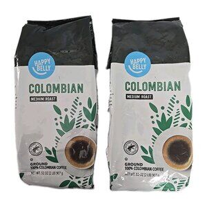 Happy Belly Colombian Flavored Ground Coffee Medium Roast 32 Ounce 2-PACK